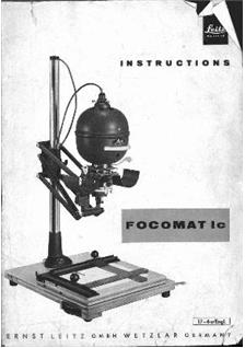 Leica Focomat 1 c manual. Camera Instructions.